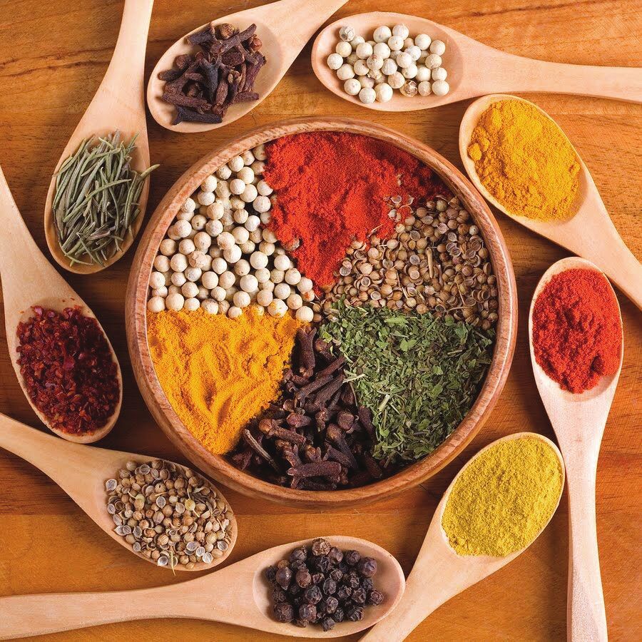Assorted whole and ground spices